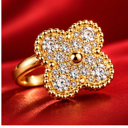 Ensemble Bague Et Bracelet Trèfle Doré