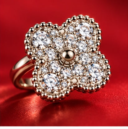 Ensemble Bague Et Bracelet Trèfle Argenté