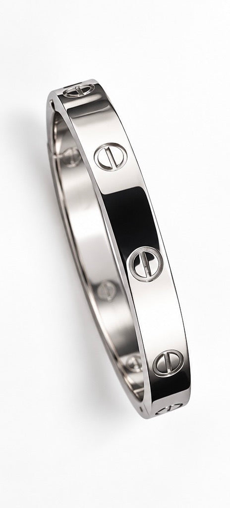 Bijoux de Luxe - Bracelet et Bague Argenté en Acier Inoxydable
