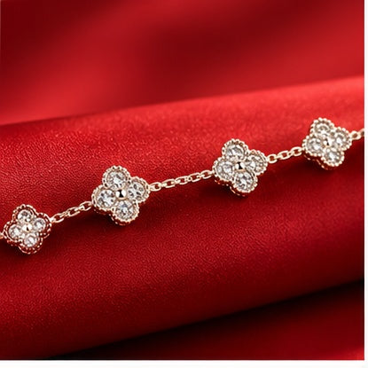 Ensemble Bague Et Bracelet Trèfle Argenté