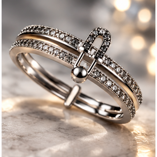Ensemble Bague Et Bracelet Épingles Argenté