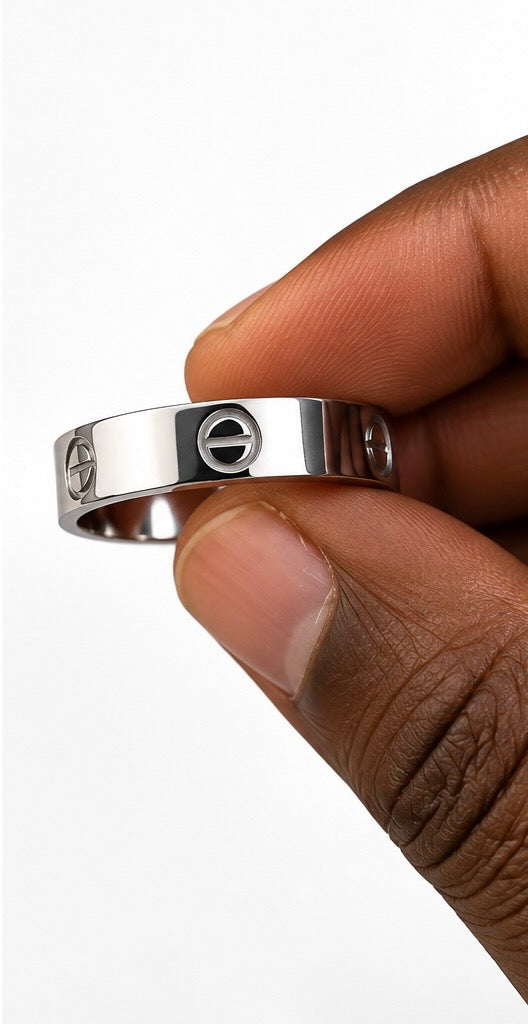 Bijoux de Luxe - Bracelet et Bague Argenté en Acier Inoxydable