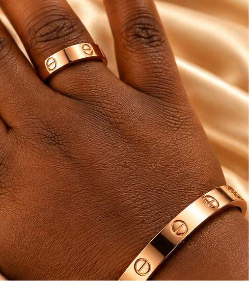 Ensemble Bague et Bracelet Bronze en Acier Inoxydable